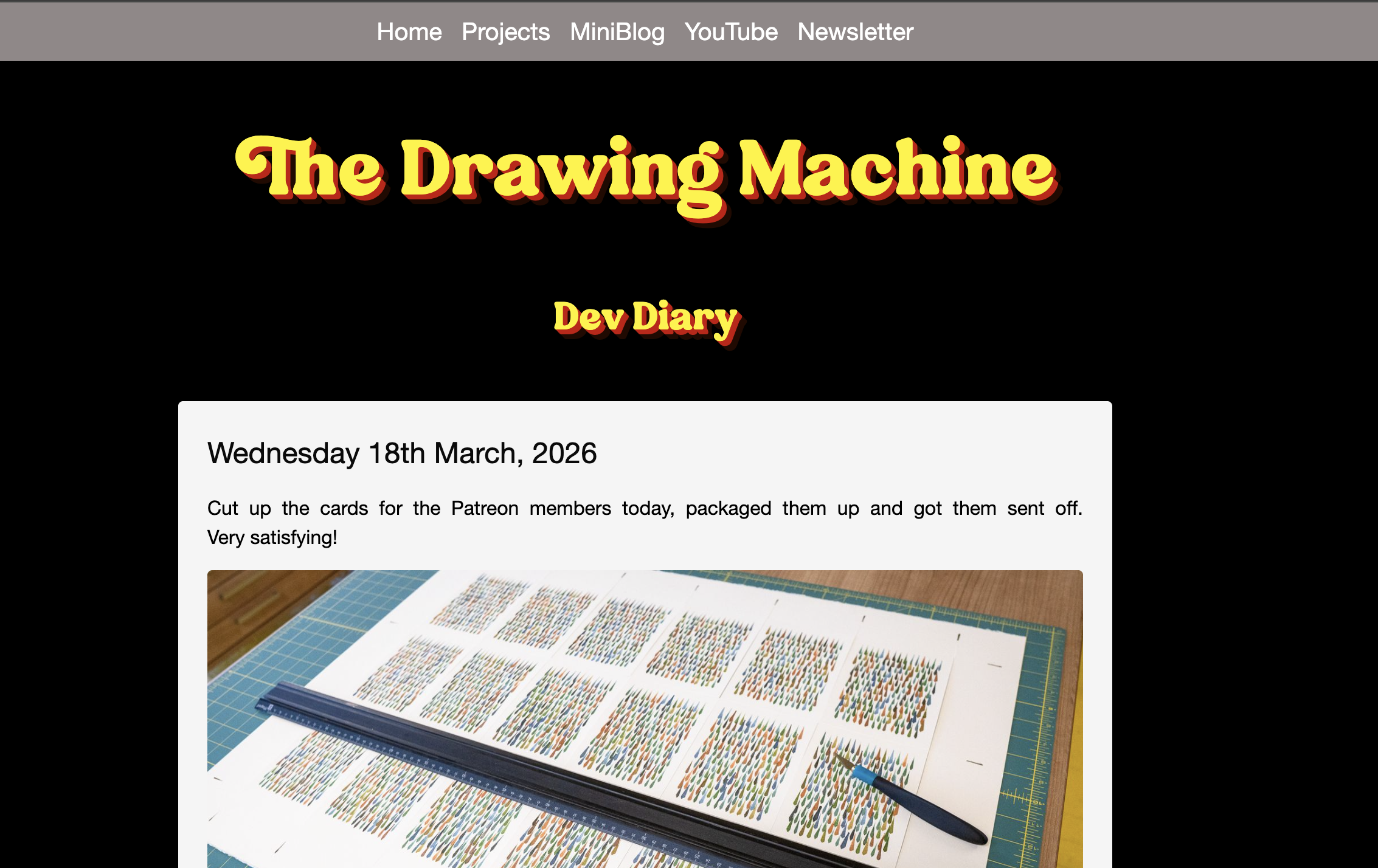 Screenshot of Dan Catts The Drawing Machine Blog